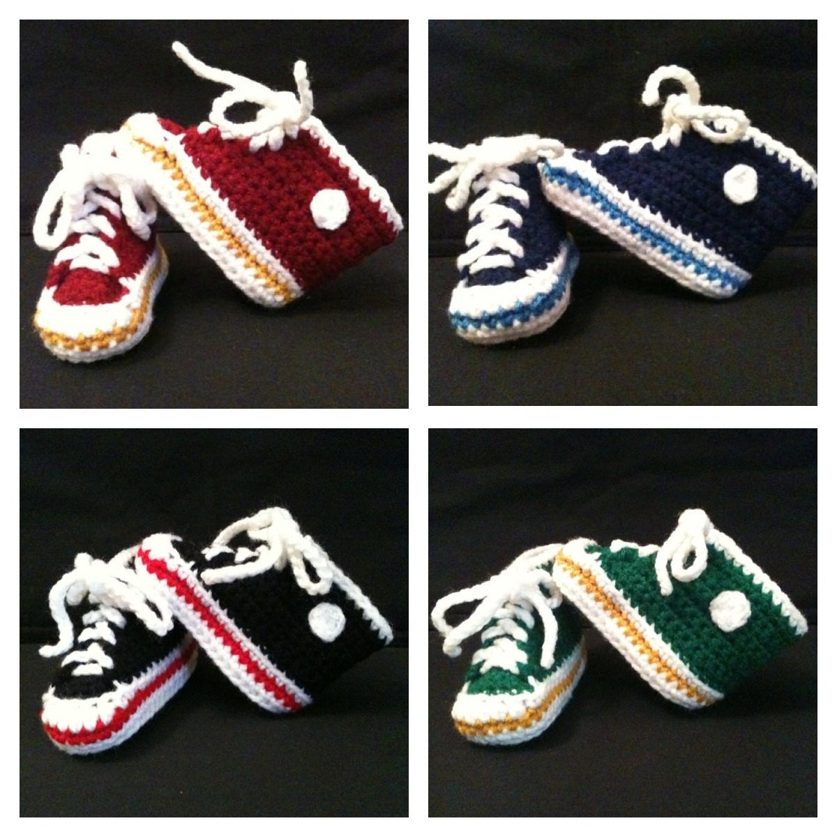 Converse -Inspired Booties - You Choose Colors -Preemie, Newborn to 3 Months and 3-6 Months- Custom Unisex Crochet Baby Tennis Shoes