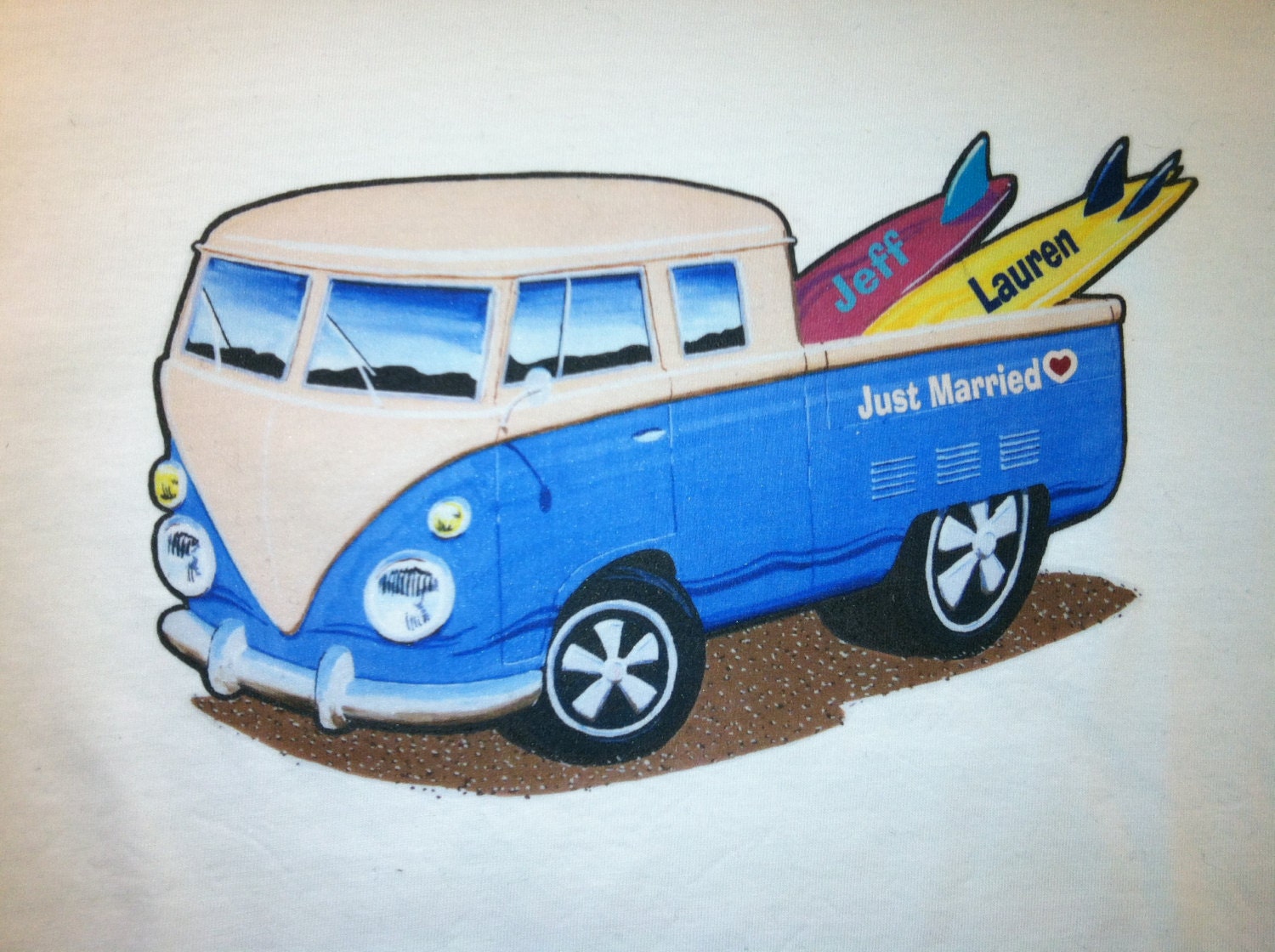 Custom Just Married VW Bus Surf Wagon T-shirt