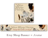 Custom Etsy banner and avatar Etsy shop banner Etsy shop set Digital Download - MAKES HAPPY