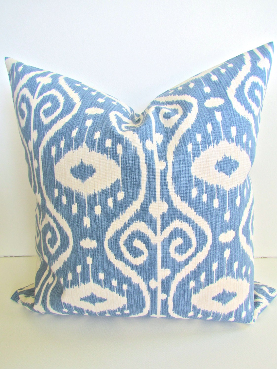 THROW Pillows 16x20 or 12x20 Chambray BLUE Throw Pillow Covers French Blue Lumbar Ikat Decorative Throw pillows Home and living