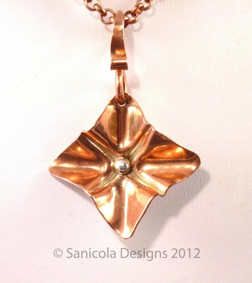 Folded Copper Square Pendant