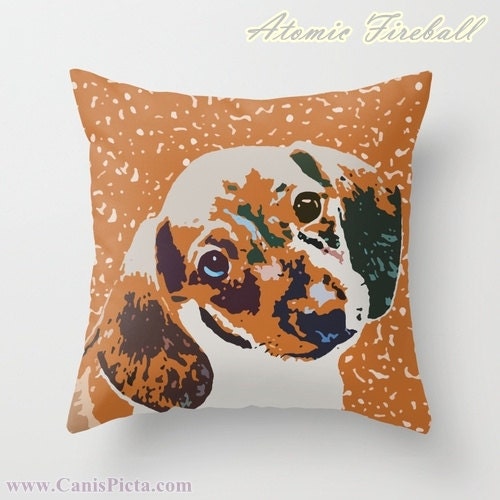 Dachshund, Dog - ONE 16" x 16" Graphic Print Throw Pillow Cover - Doxie, Dach, Doxies, Weiner, Sausage, Whimsical, Puppy, Bright, Home