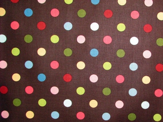 Spintastic brown polka dot fabric blue red green by fabricfrantic