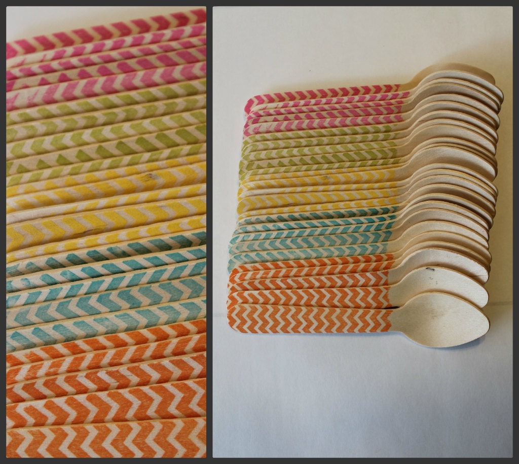 20 Bright Chevron Print Spoons or Forks
