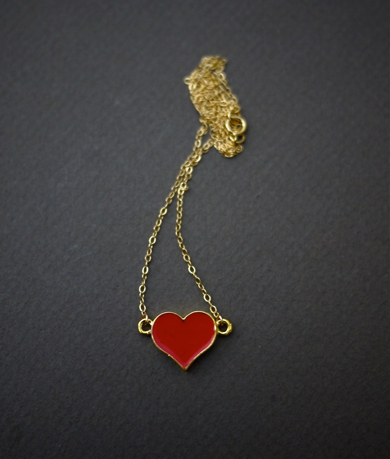 Love Necklace with Red Heart Pendant // Red Neckace // Symbol Necklace by Mica - Bailey