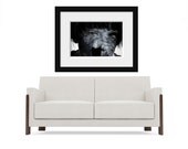Surreal Portrait Photo, Monochrome Photography Print, Creepy, Gray, Fine Art Photograph, Black and White