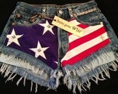 AMERICA High waist destroyed studded denim with super frayed shorts size Small