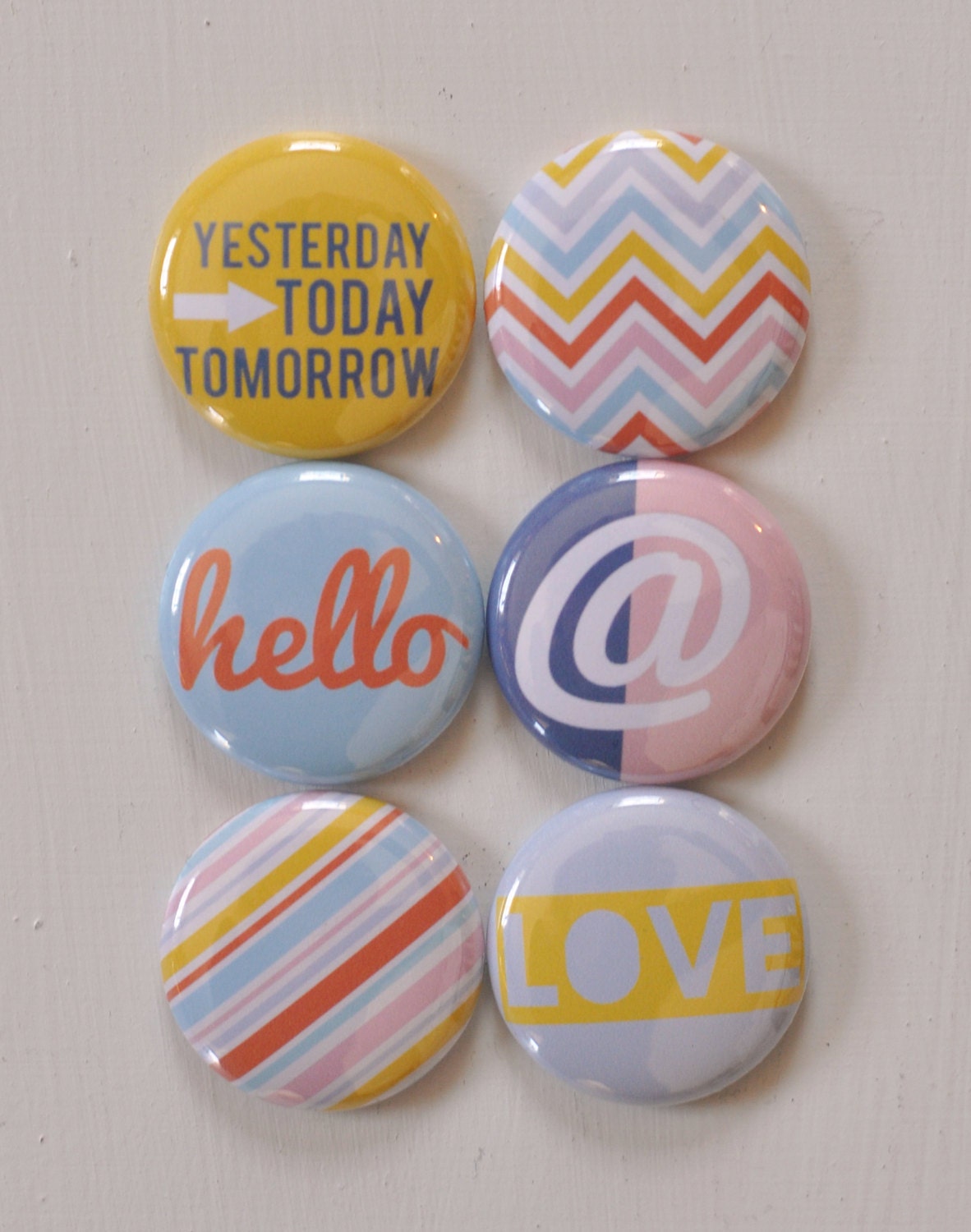 Set of 6 Spring Colors Flair Craft Badges Pins