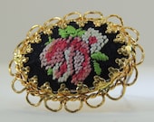 Vintage Western Germany Tapestry Brooch