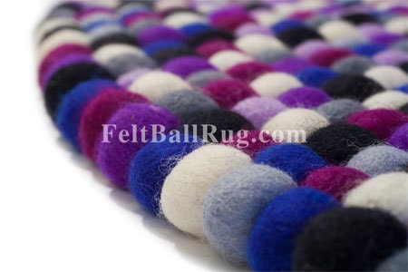 Round, Royal Purple Felt ball rug- 140cm