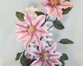 clematis cake topper wedding bridal gumpaste sugar edible spring summer floral arrangement keepsake