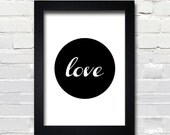 A3 Typography Poster, circle art, modern, anniversary gift, wall decor - Love