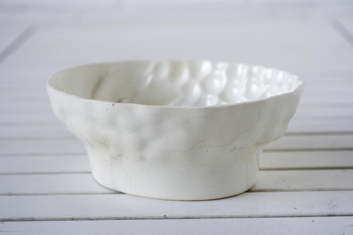 Antique German 1890s Ironstone Pudding Jelly Mould Leaf Design Shabby Chic