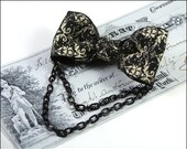 Cute Black Victorian Goth Lolita Steampunk Hair Bow With Chain