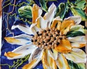 Butterfly Kisses and Ladybug Hugs - Floral Impasto Painting with Colorful Sunflowers