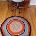 Crochet Rag Rug, Recycled Material, Orange, Blues, Cotton, Child's Room, Kitchen, Throw Rug, Bath Mat, Welcome Mat
