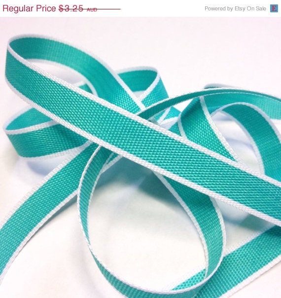 RIBBON SALE 20% OFF - 5M - High Quality Ribbon "Safari" Taffeta Lagoon Stripe - 5.5 Yards