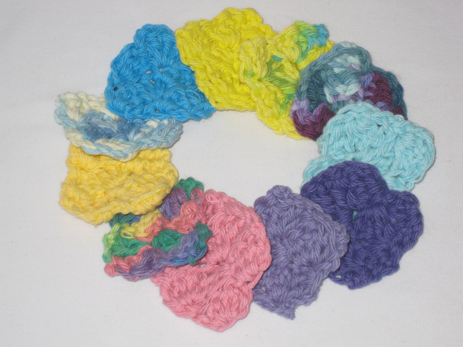 Crochet 2" mini scrubbies - make up remover pads - 100% Cotton - Set of 6 - lots of colors and uses, Eco-friendly, GO GREEN