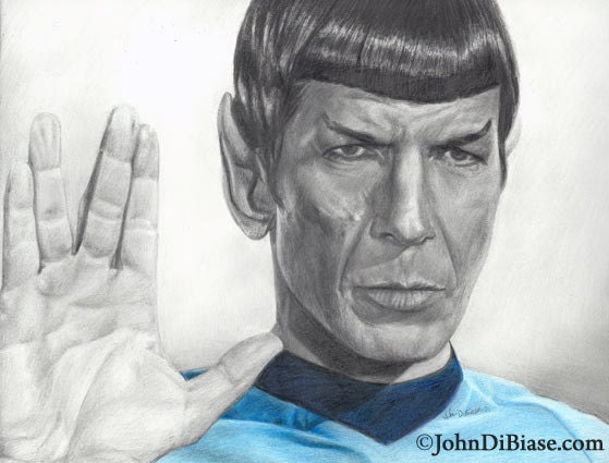 Drawing Print of Leonard Nimoy as Spock in Star Trek