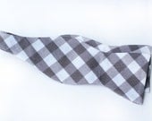 Bow Tie - Grey Gingham - Men's Self Tie - Freestyle Tie
