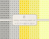 Digital Scrapbook Paper Pack // Sunny Morning // Yellow and Gray // jpeg files // 300 DPI // Instant Download Il_170x135