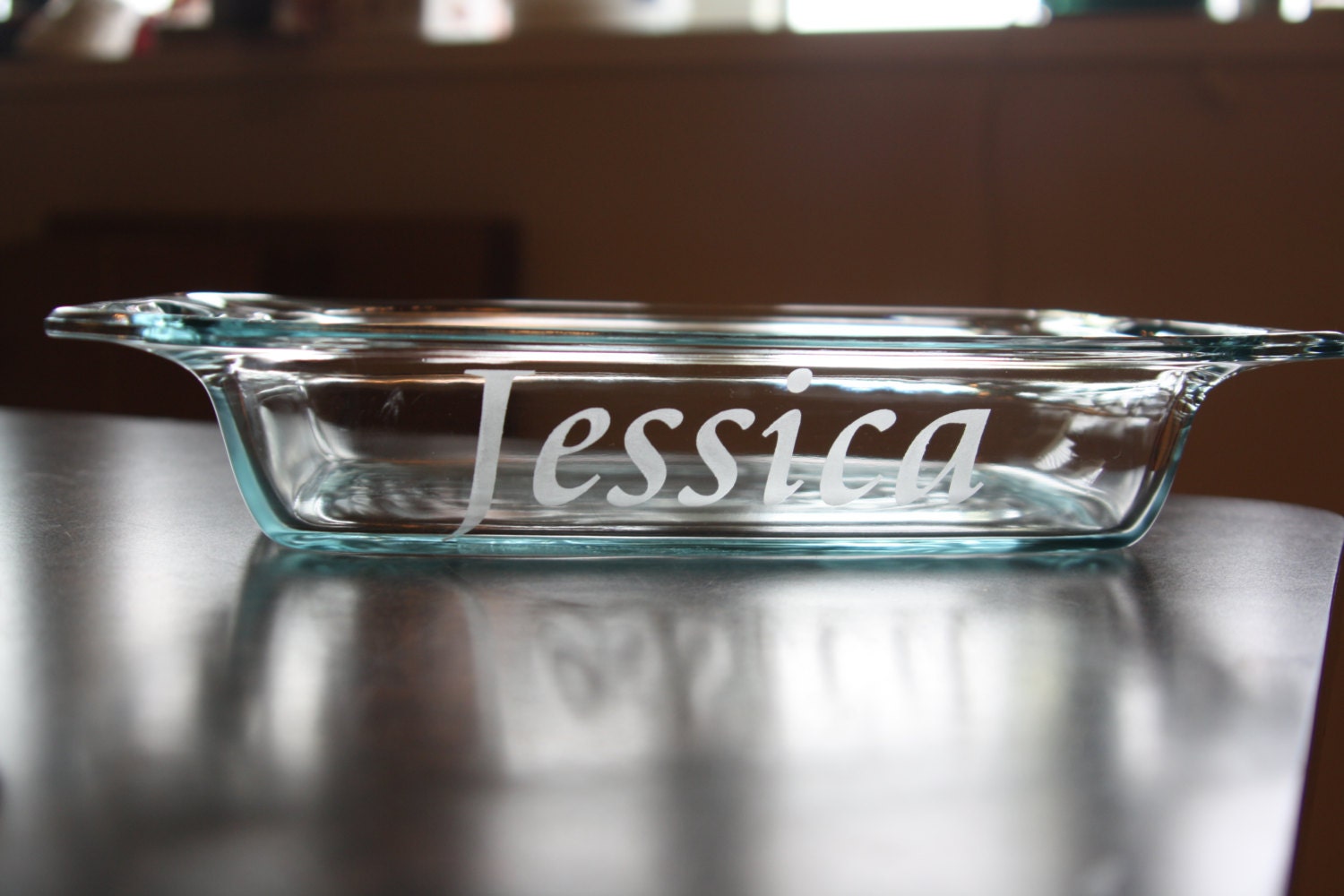 2 Qt. 7x11 Custom Etched Pyrex Glass Baking Dish With Lid