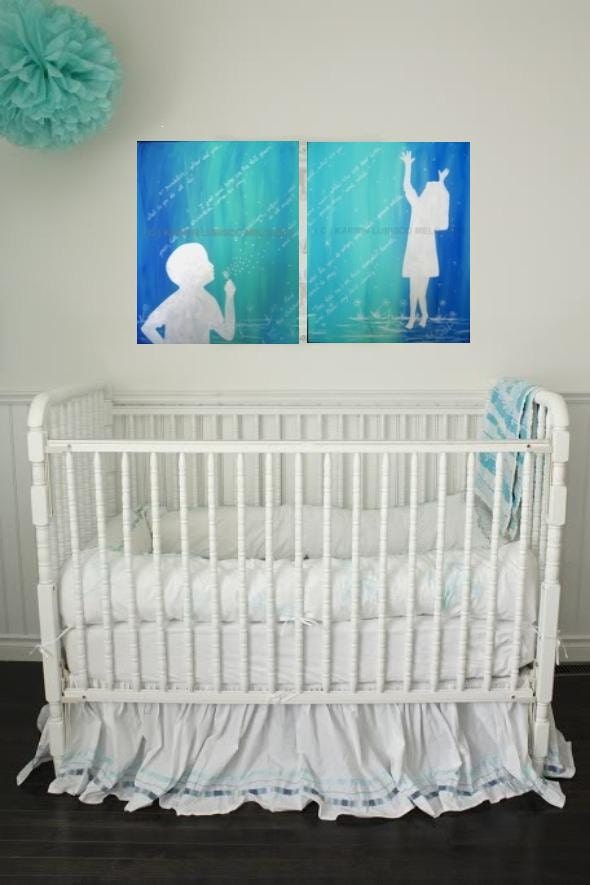 Original Hand Painted / Acrylic / Art for Childrens, Kids, Nursery  Rooms / Blue, Teal / Inspirational / Dandelions on Etsy