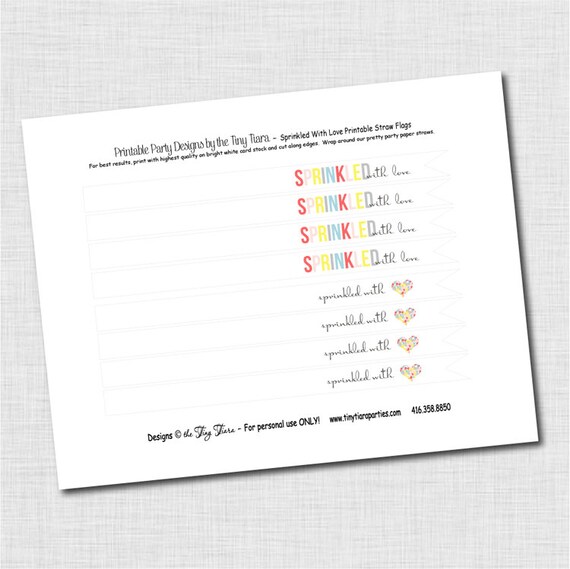 Sprinkled With Love Printable Straw Flags : Printable Party Designs by The Tiny Tiara Il_570xn