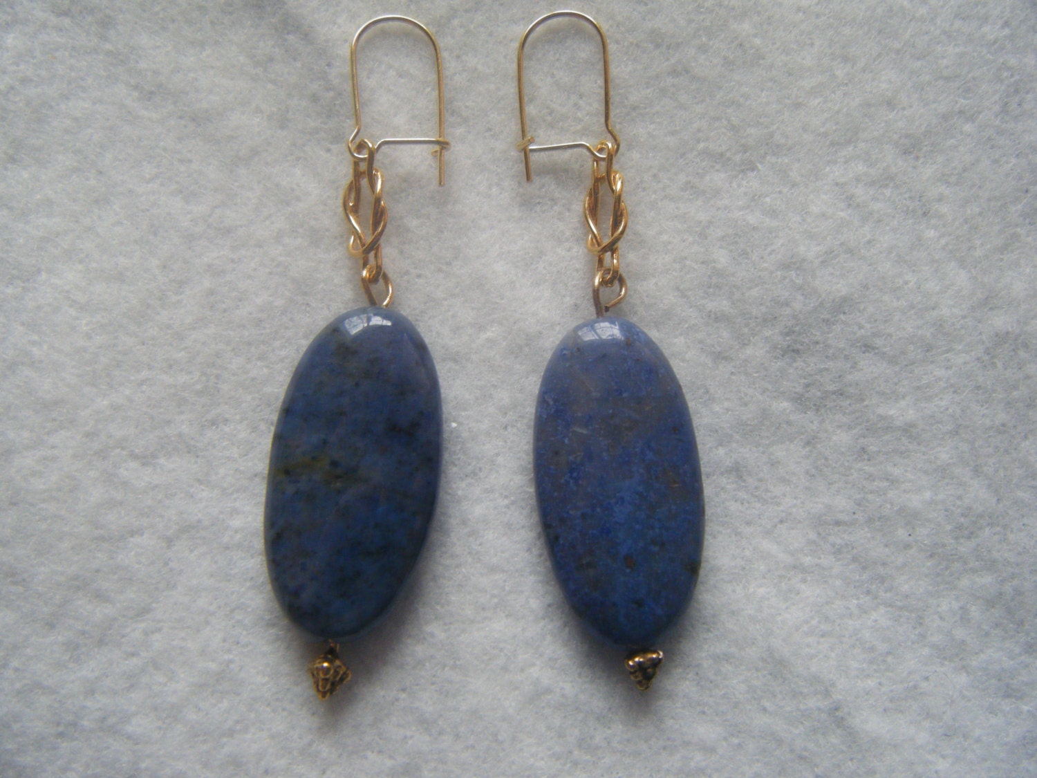 Blue and Gold Sodomite Earrings.