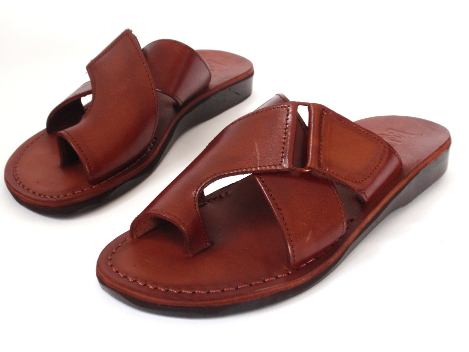 Brown Leather Men's Sandals - NY BROOKLYN BRIDGE size European #36 ...