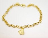 Heart Bracelet Anklet, 925 Sterling Silver Gold Plated, Minimalist, Bridal Gifts, Wedding Jewelry, Birthday, Birthstone, Custom Orders, OOAK