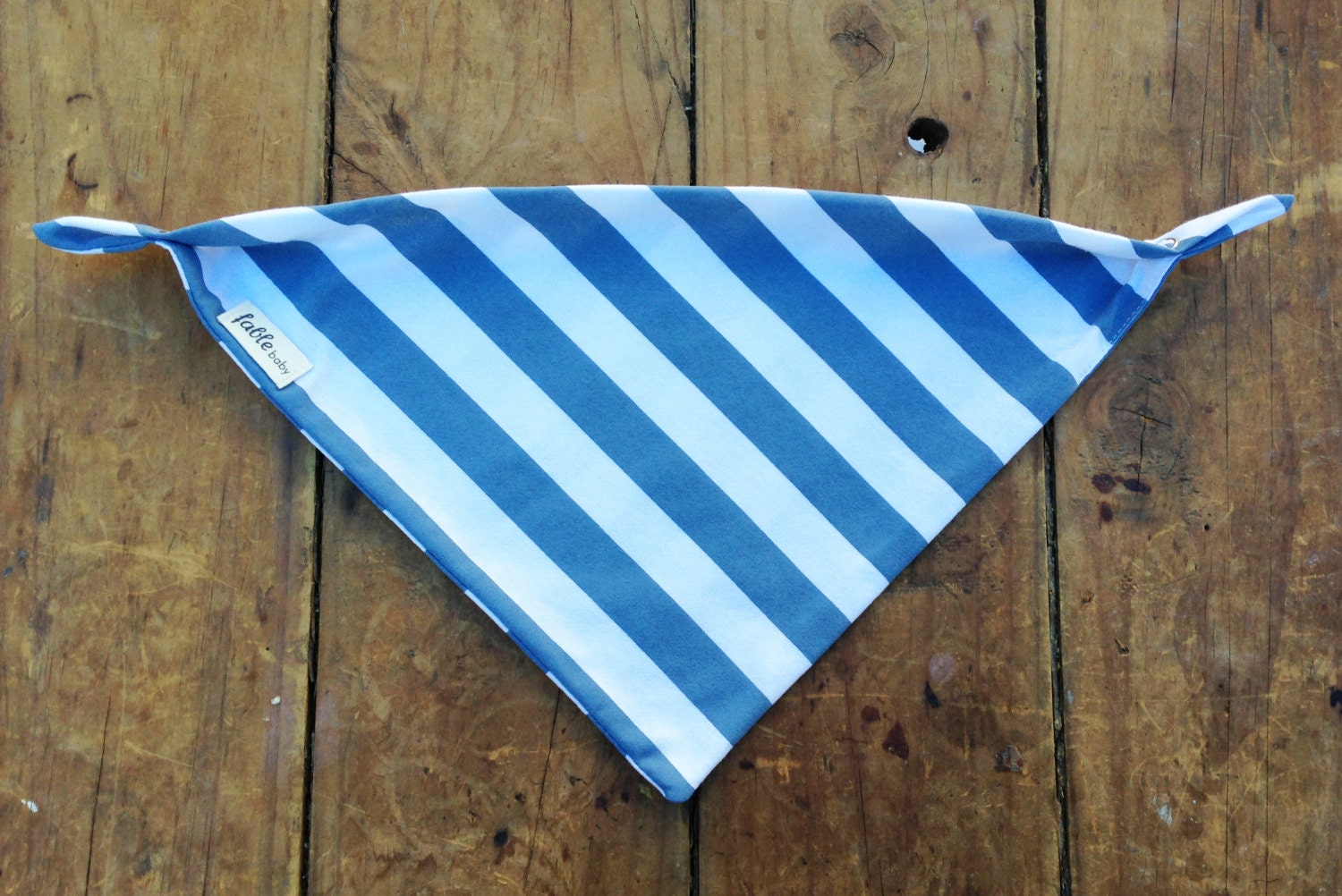 Organic Cotton Bandana Bib - Blue on White