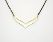 Geometric Raw Brass Chevron Necklace - Wishbone Necklace - Modern Raw Brass Jewelry  - Black Brass Chain