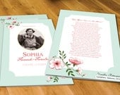 PRINTABLE 5"x7" Shabby Chic, Bifold Funeral/Memorial Program, Keepsake