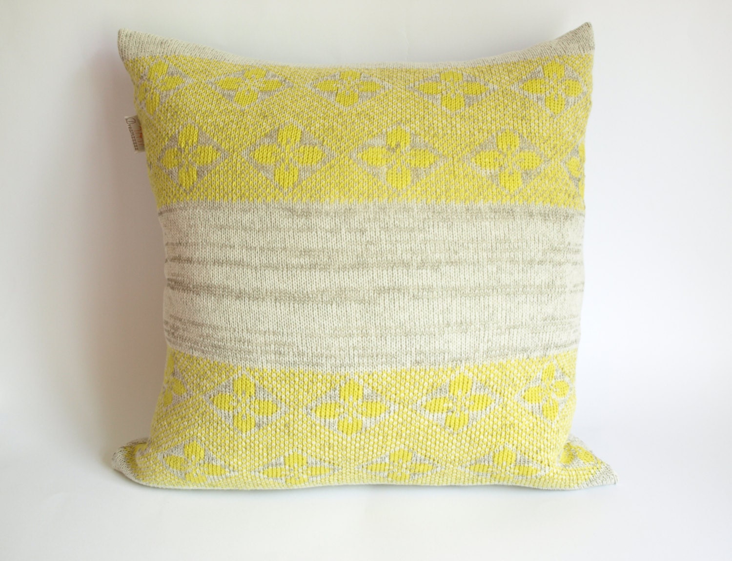 Pillow cover linen cotton knitted pillow case for throw pillows grey yellow 18"x18" Eco Friendly Floor Cushions Accent Pillows