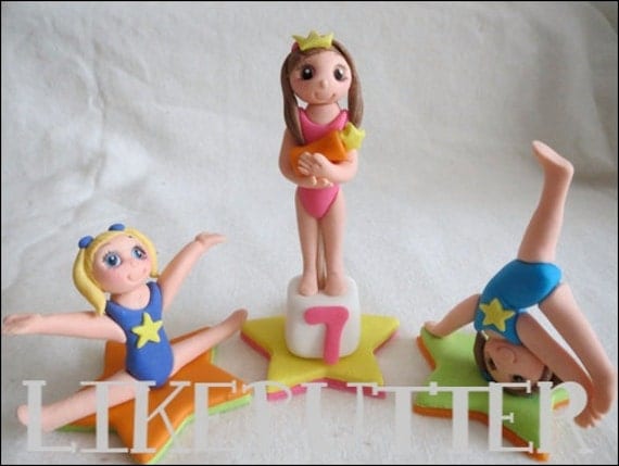 MIniature Fondant 3D Gymnastics Cake Toppers Il_570xn