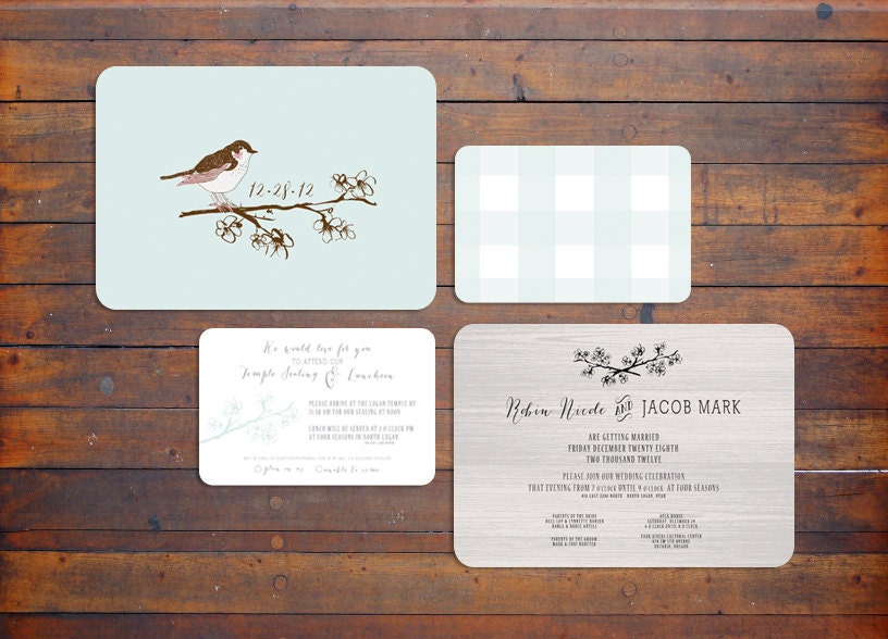 Bird and Branch Custom Wedding Invitation Suite