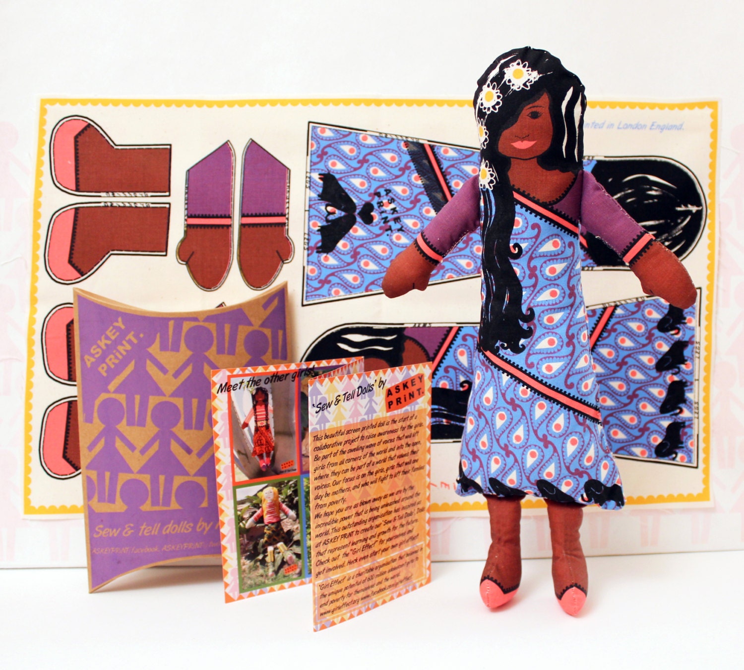 Original Art Screenprint DIY Kit Craft Doll Gift for Girls