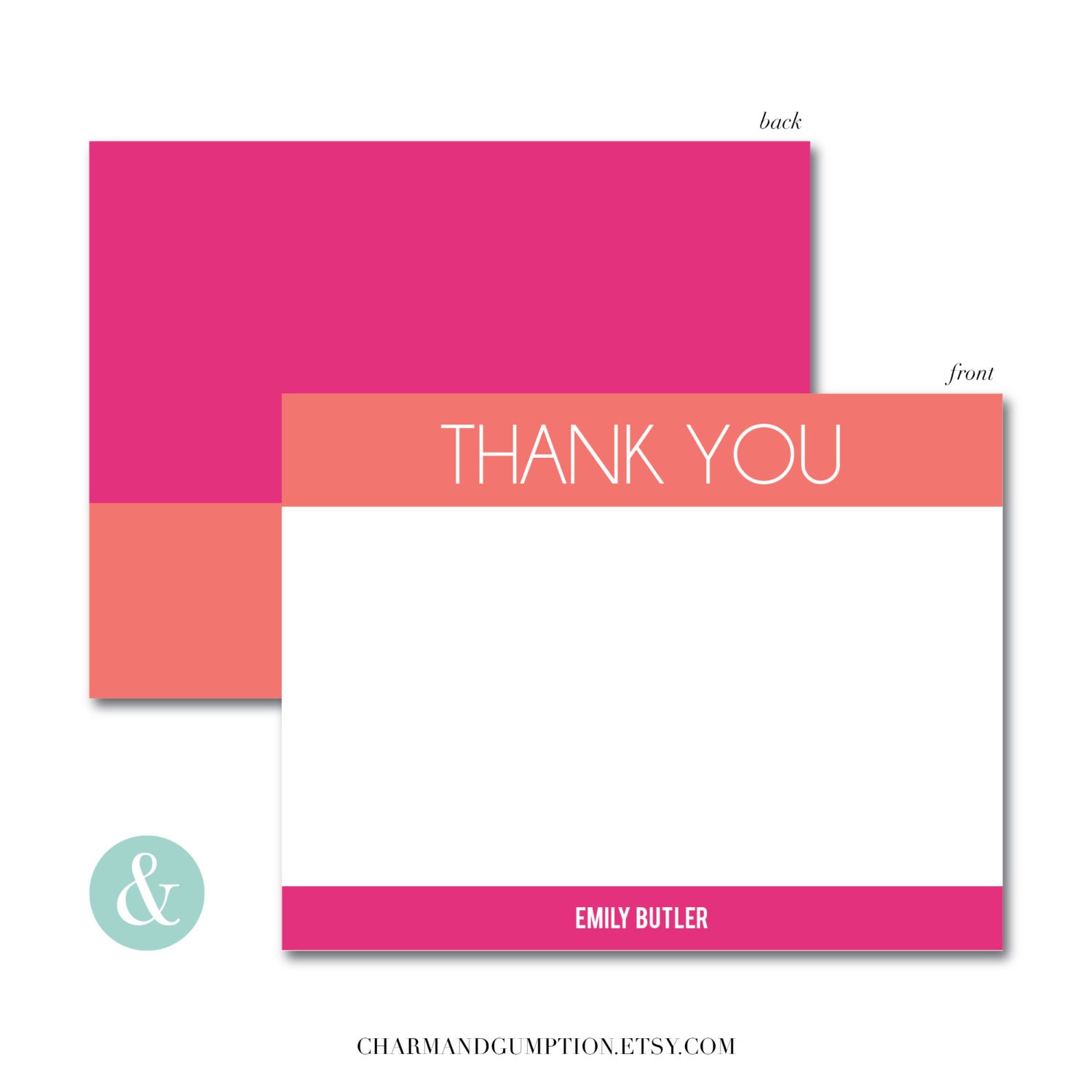 Colorblock Personalized Thank You Card Set