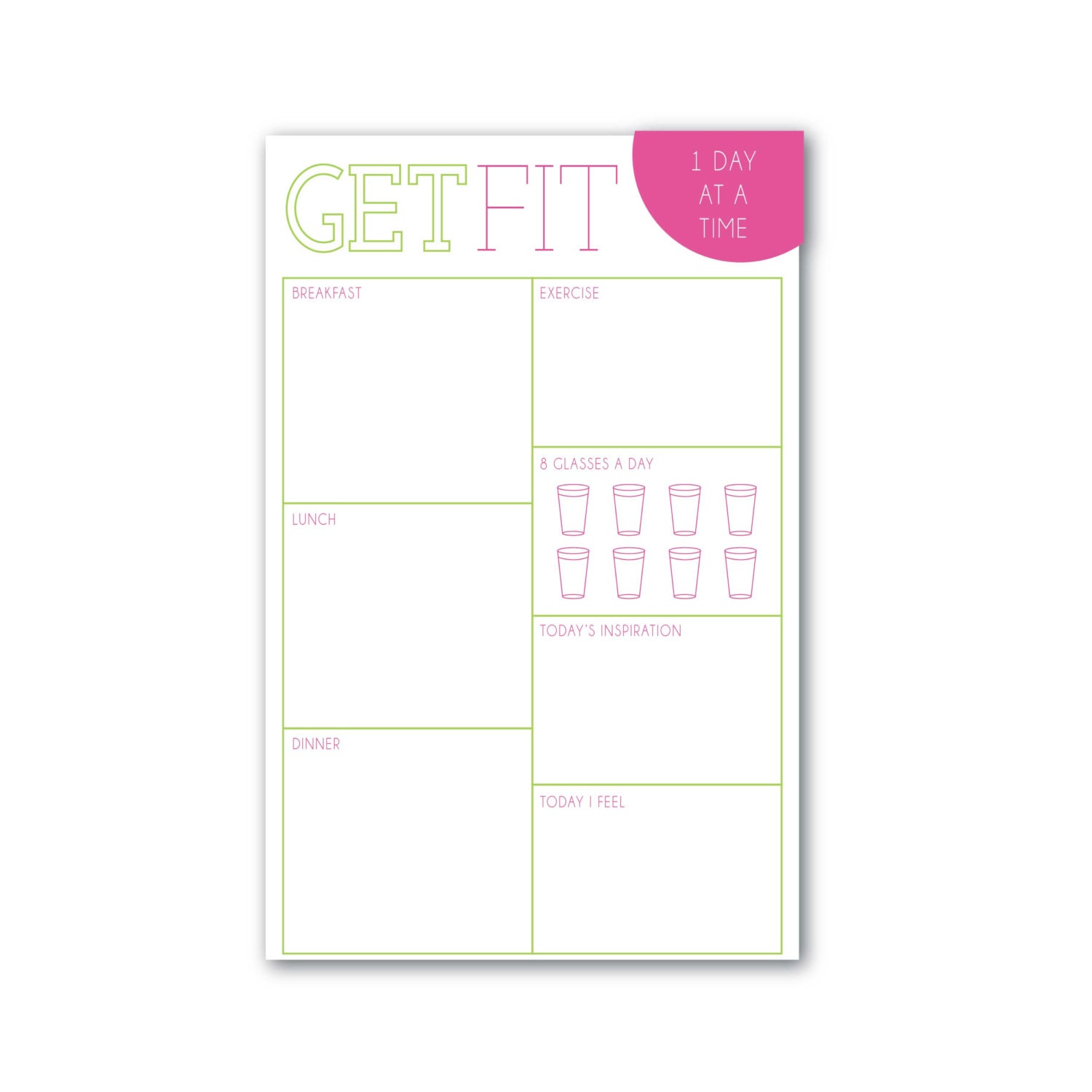Get Fit Food & Exercise Notepad