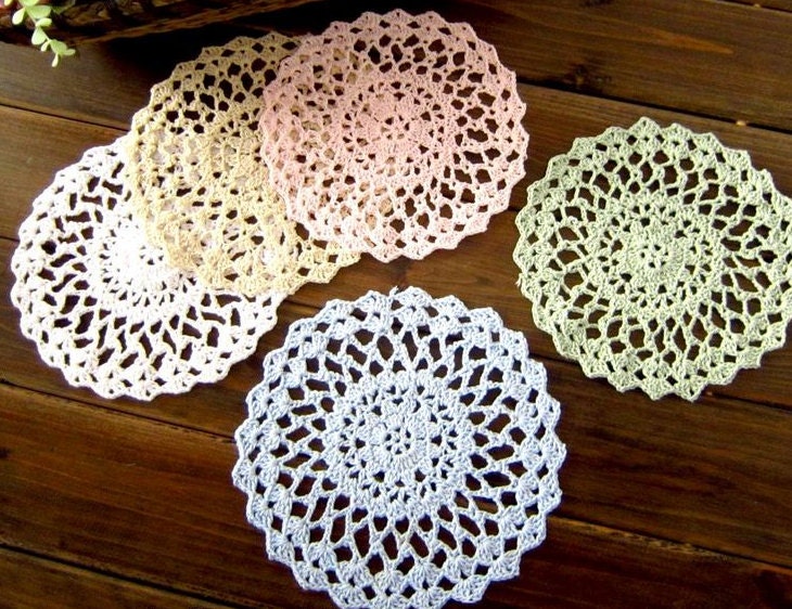10 pcs-Lot, Assorted Shabby Chic Vintage Look  Crocheted  Doilies, NO.303