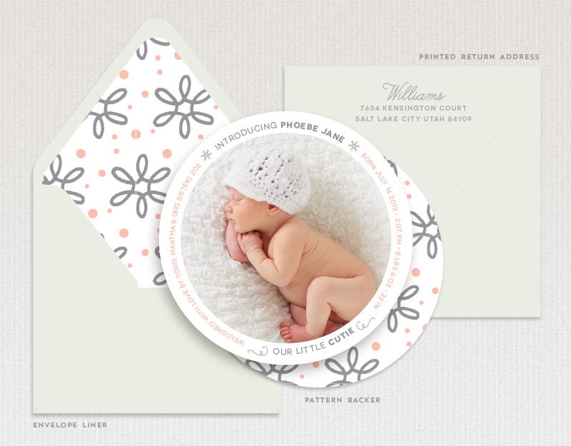 Phoebe - Die cut birth announcement