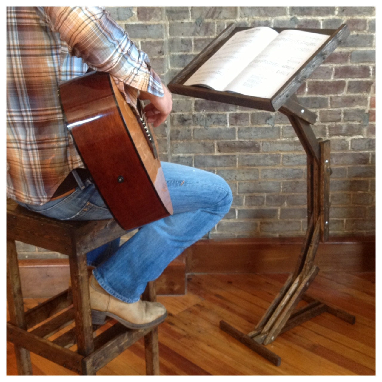 Wooden Music Stand With Adjustable Height