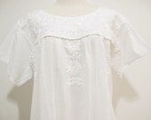 Mexican Embroidered Dress Cotton Tunic In White