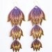 Gold and Purple Triple Lotus Lasercut Wooden Earrings Sustainable Lightweight