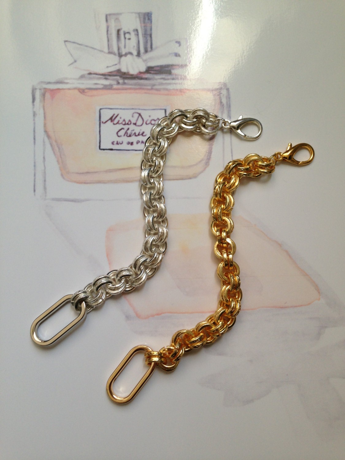 Round double chain bracelet. Silver or gold layering bracelet