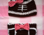 Baby Girl Football Crochet Hat And Diaper Cover Set