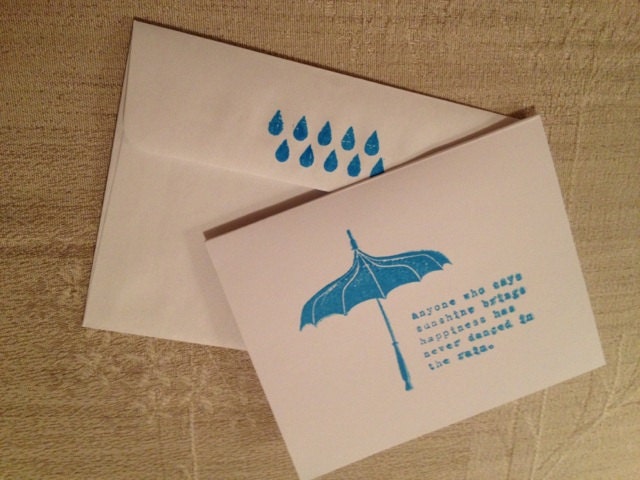 HANDMADE Umbrella Dance in the Rain Card