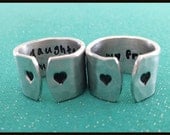 Hand Stamped aluminum ring set, mother/daughter set, hearts, friend, mother, daughter, mother's day