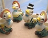 Vintage Easter Duck People Vases Candy Containers Set